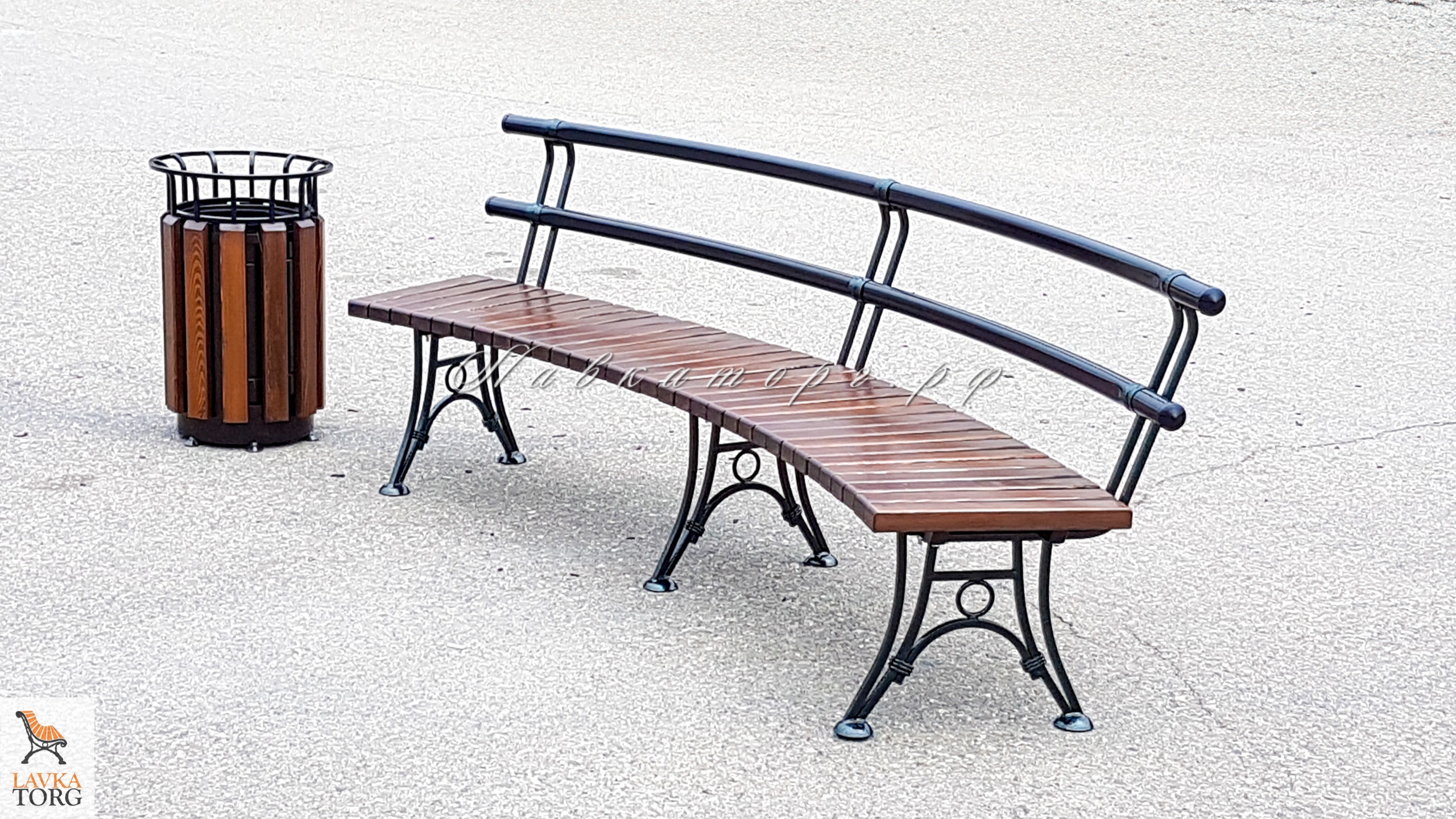 Скамейки СК16л-рт радиусные со спинкой