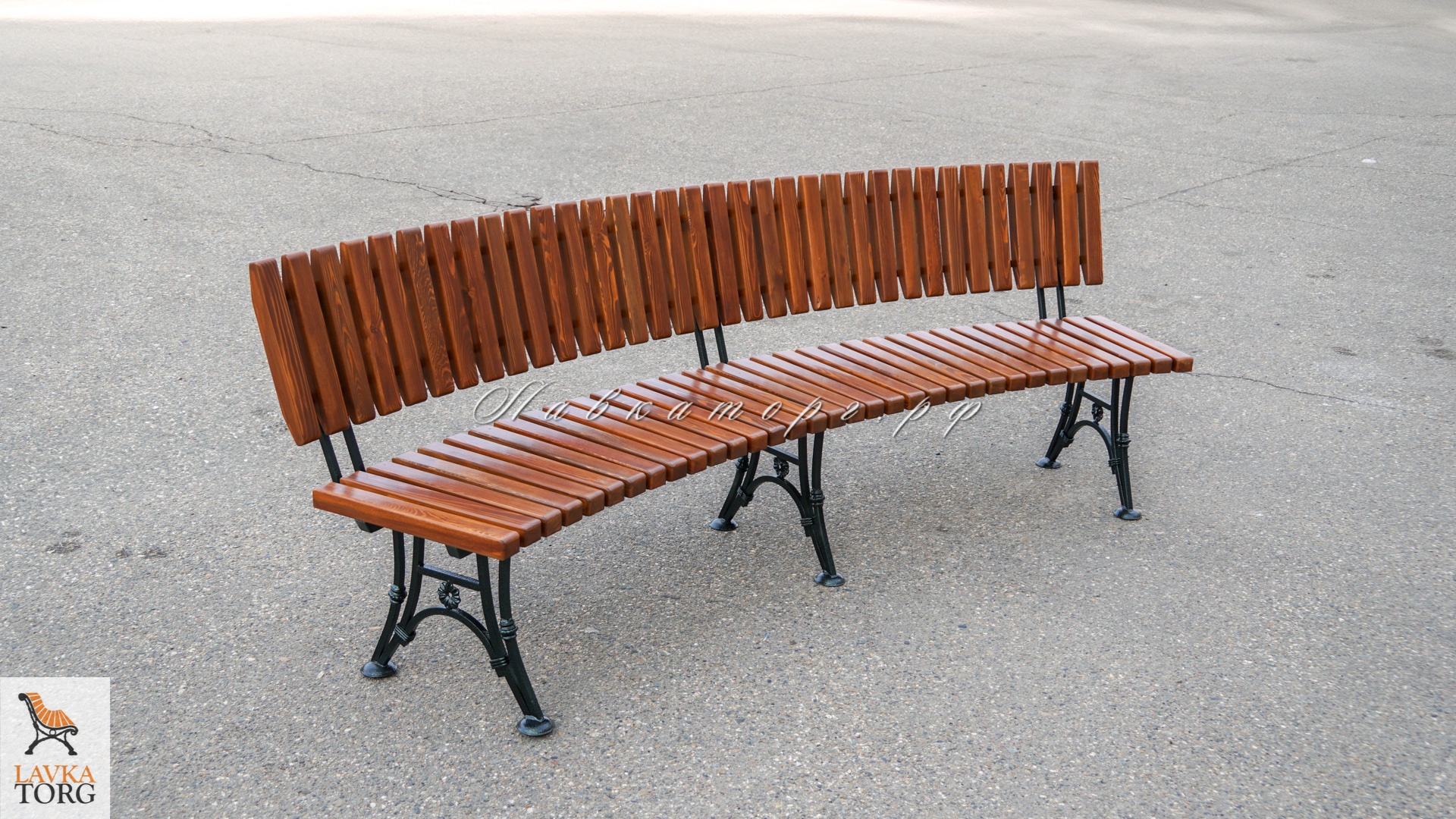 Скамейки радиусные со спинкой СК16л-рл из лиственницы