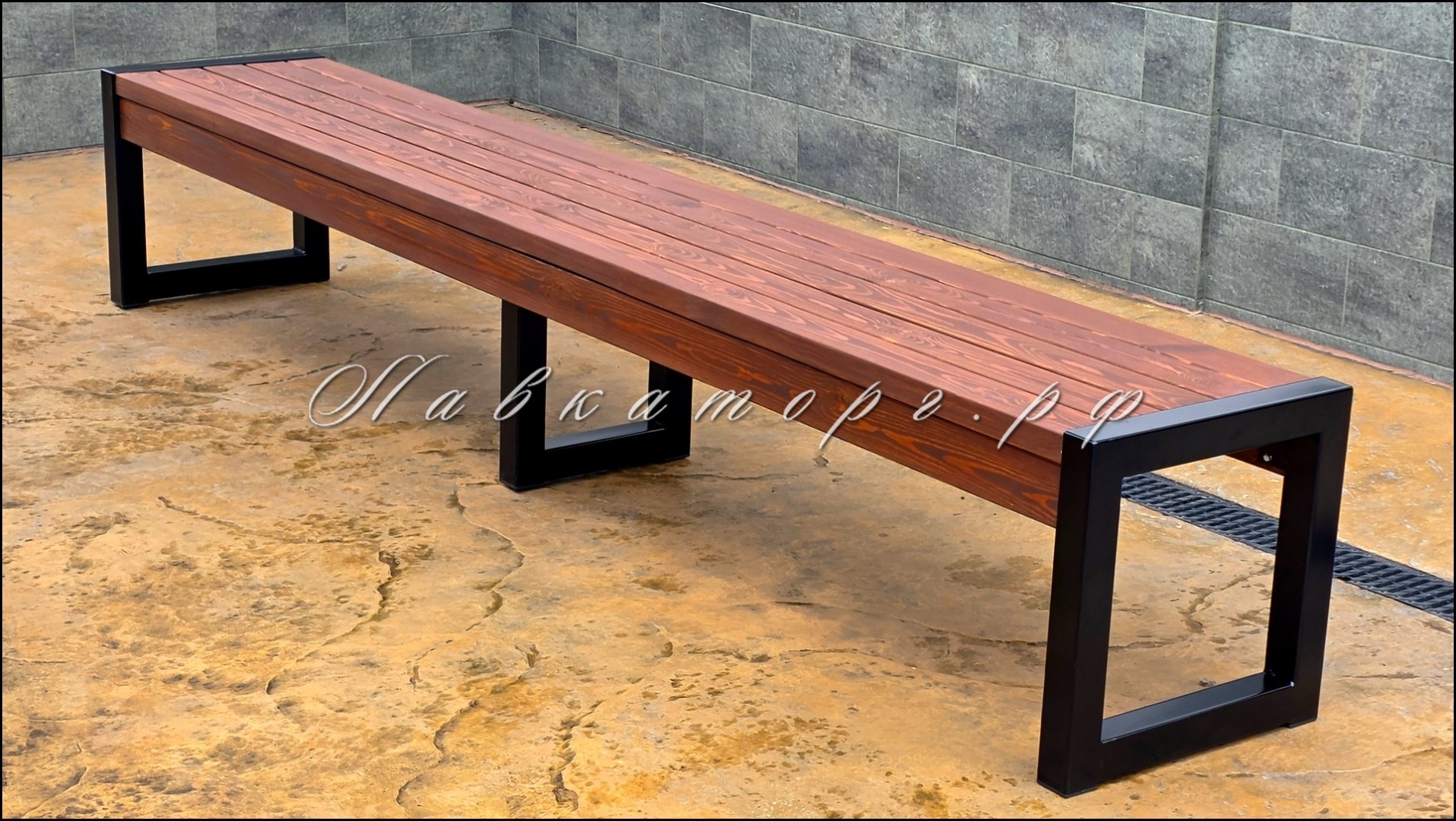 Скамейки три метра без спинки для торгового центра СТ60с-3Б